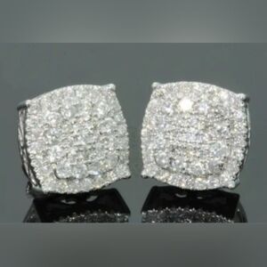 Square Silver earrings with Rhinestones